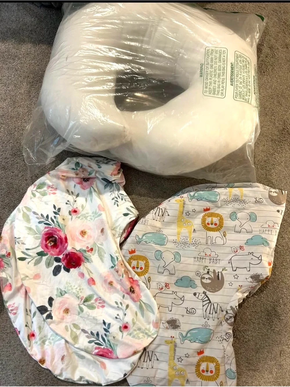 Boppy Style Nursing Pillow with 2 Removable Covers and Animal Print